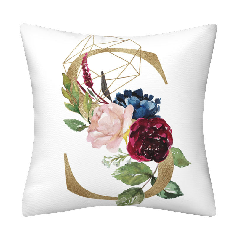 English alphabet floral pillowcase