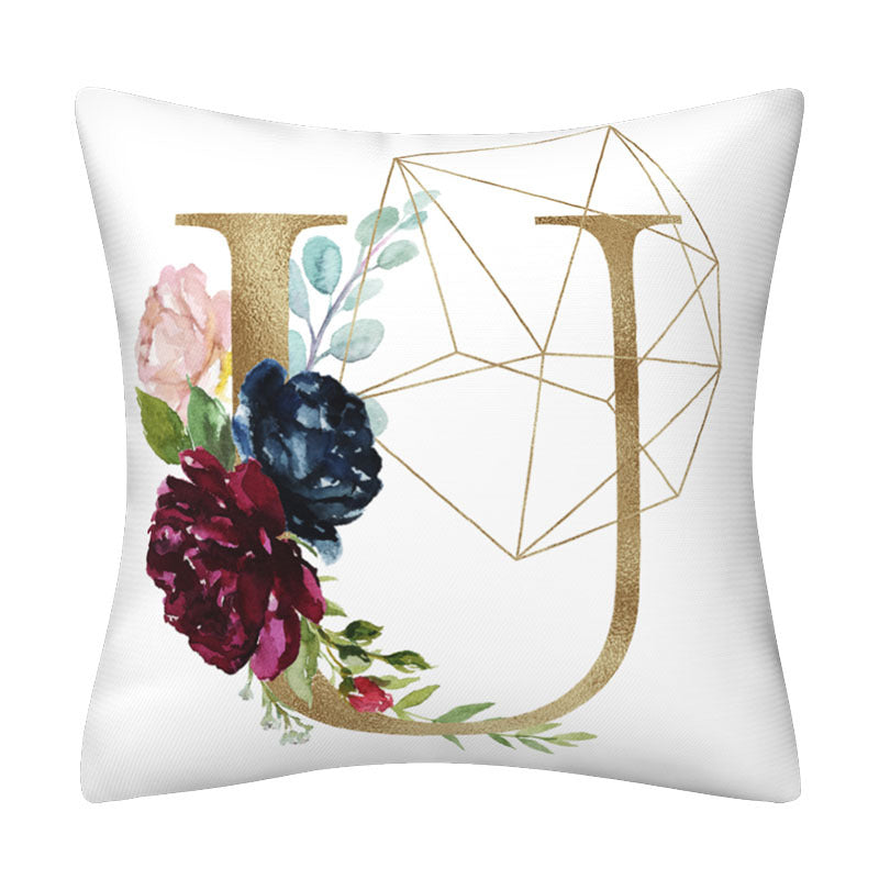 English alphabet floral pillowcase