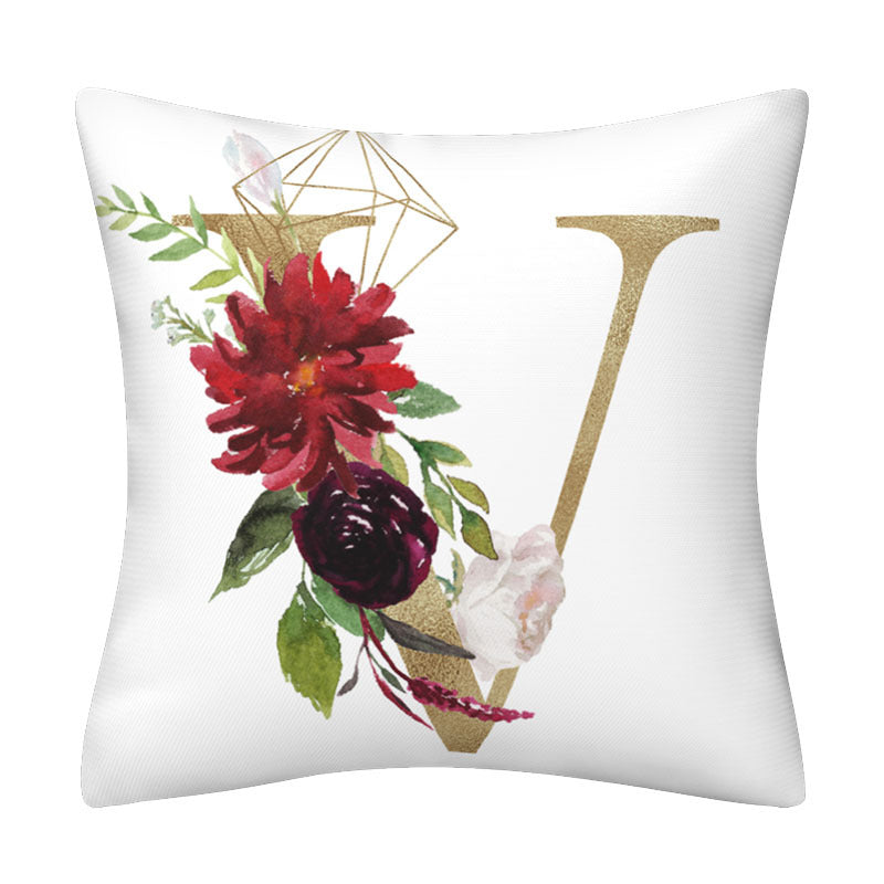 English alphabet floral pillowcase