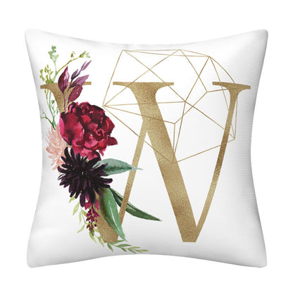 English alphabet floral pillowcase