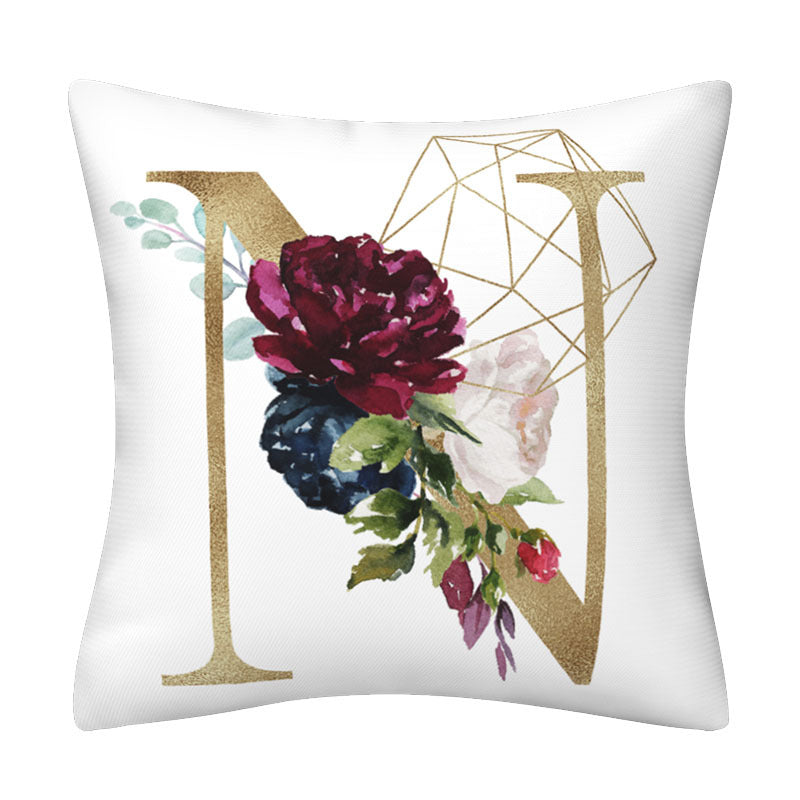 English alphabet floral pillowcase