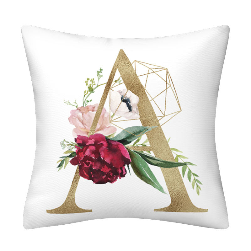 English alphabet floral pillowcase