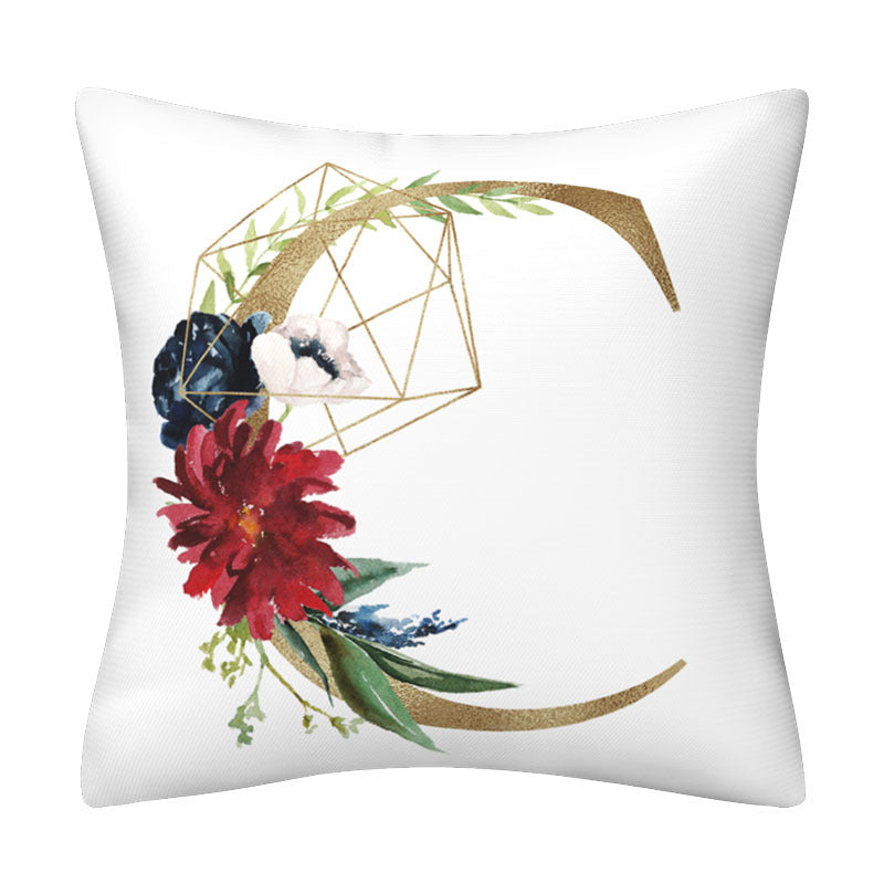 English alphabet floral pillowcase