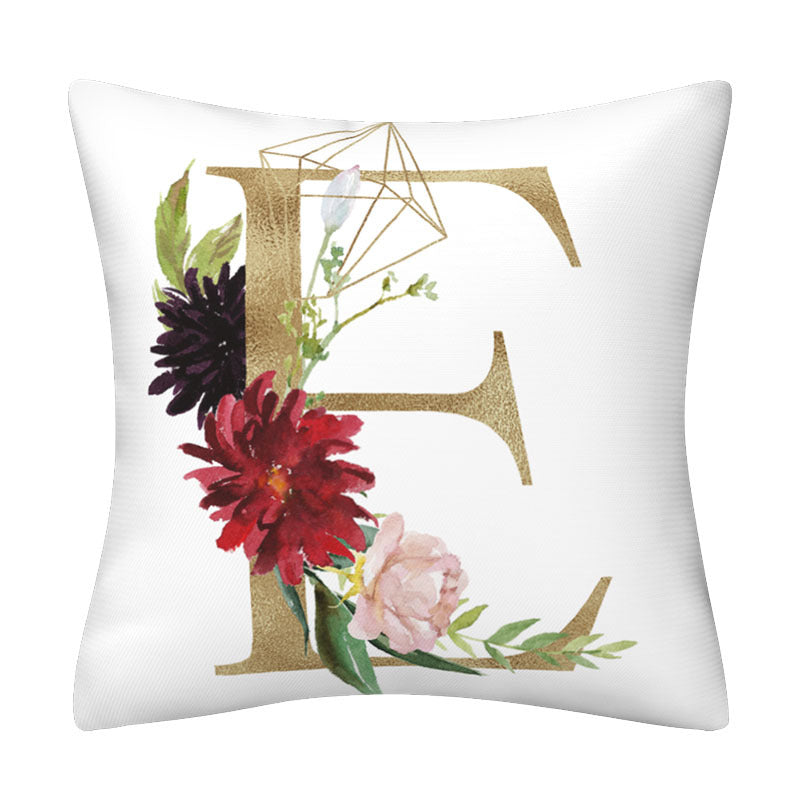 English alphabet floral pillowcase