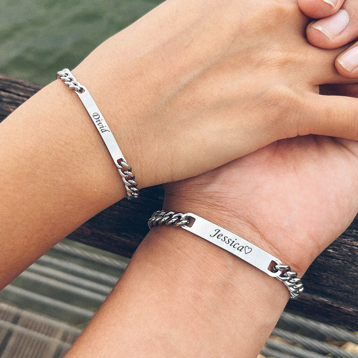 Engraved Curved Plate Bracelet