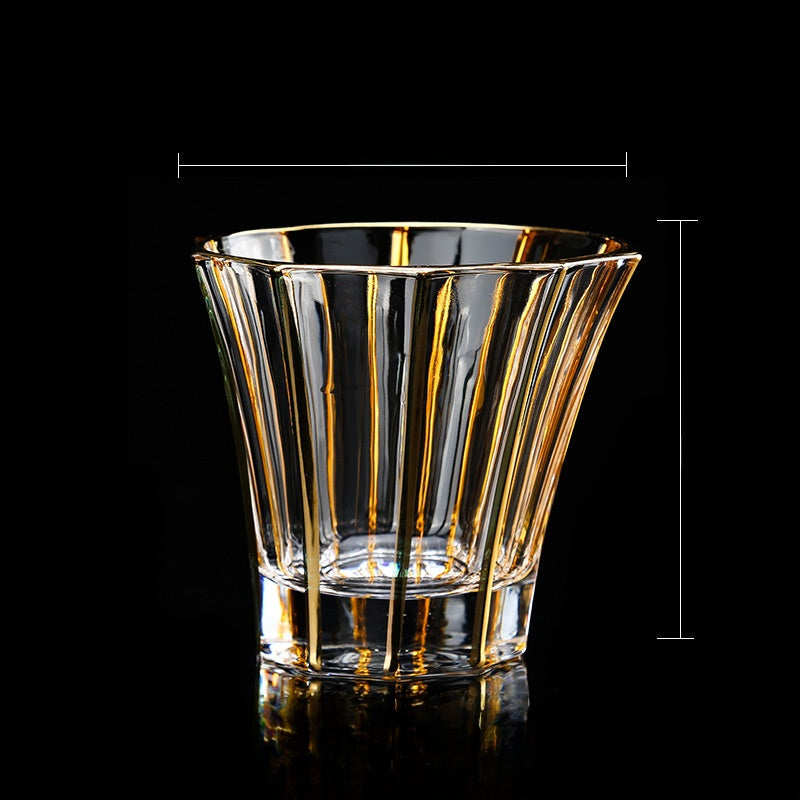 Engraved gold crystal glass wine glass