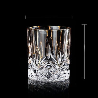 Engraved gold crystal glass wine glass