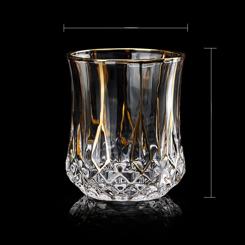 Engraved gold crystal glass wine glass