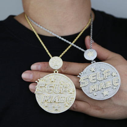 Engraved Letter Alloy Pendant Necklace