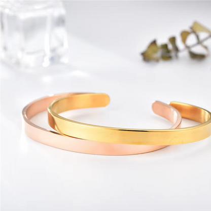 Engraved Open C-Shaped Cross Cuff Stainless Steel Bracelet