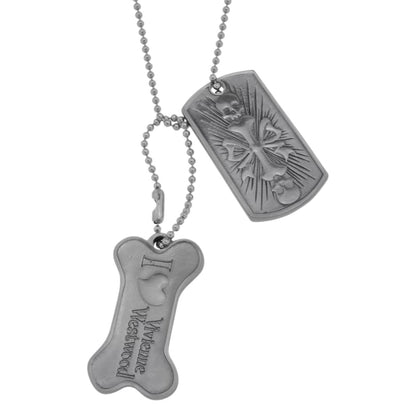 Engraved Skull Bone Saturn Necklace