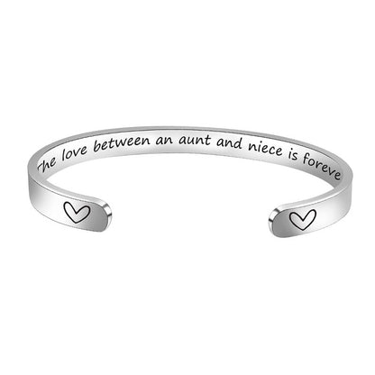 Engraved Stainless Steel C-Shaped Bracelet