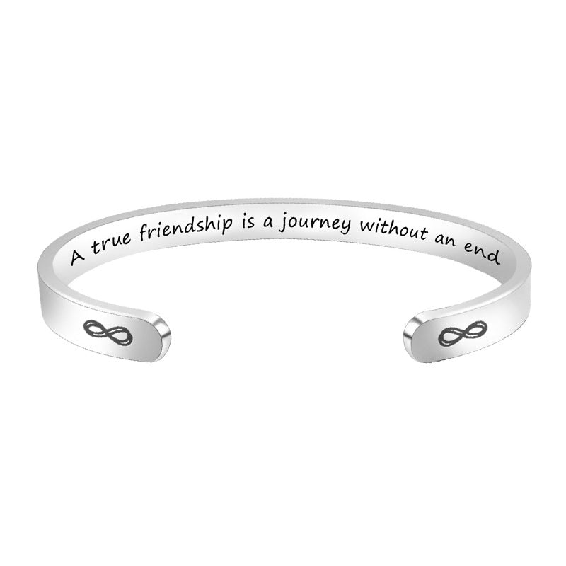 Engraved Stainless Steel C-Shaped Bracelet
