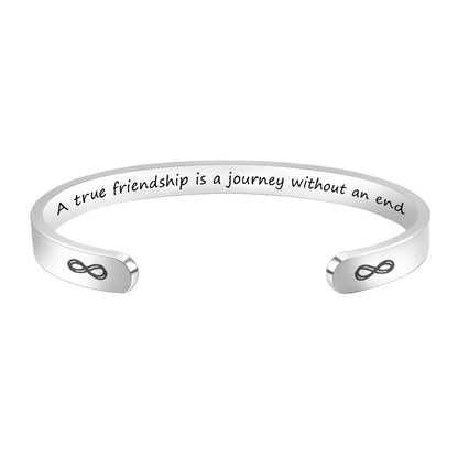 Engraved Stainless Steel C-Shaped Bracelet