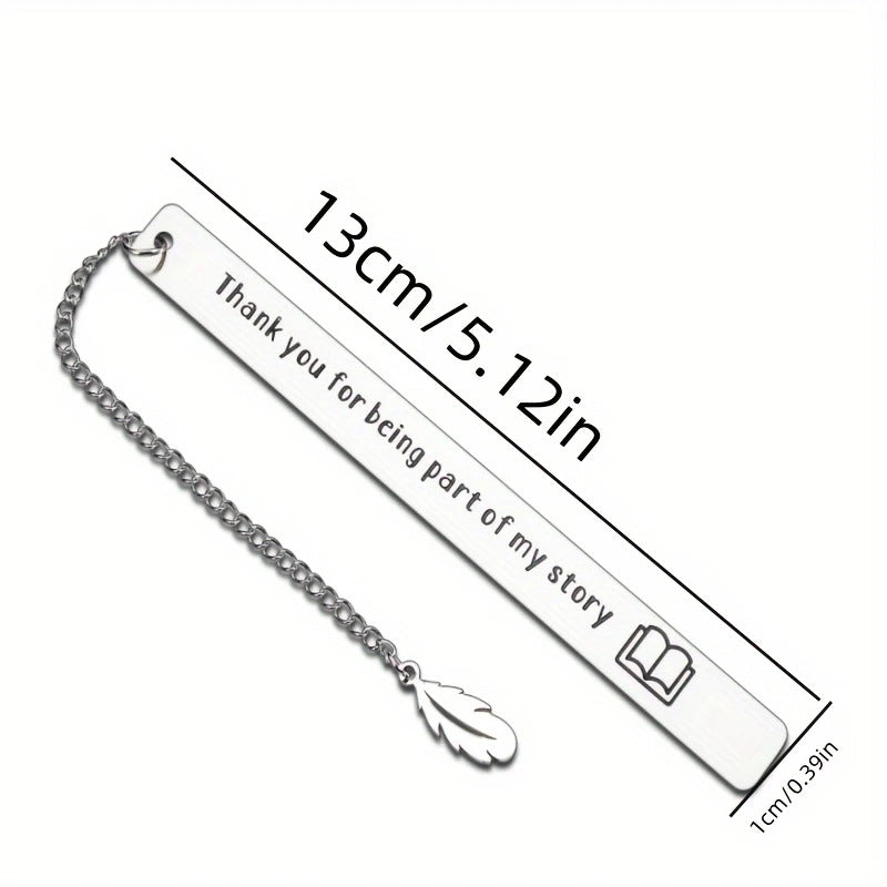 Engraved Stainless Steel Leaf Bookmark