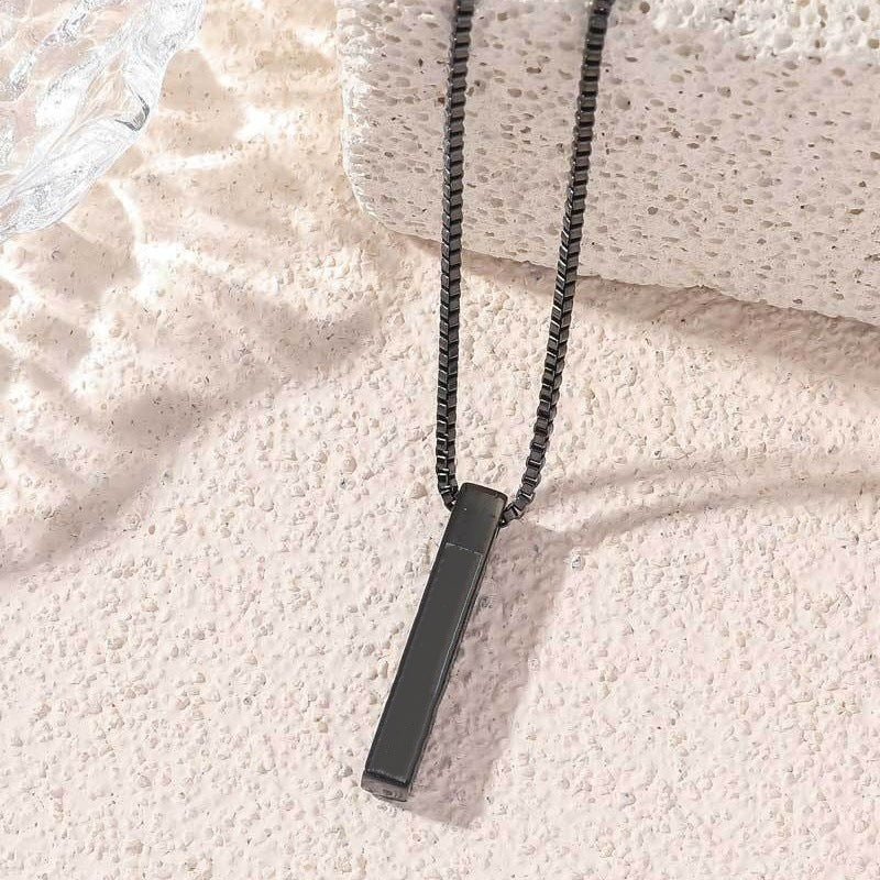 Engraved Titanium Steel Necklace with Gold Plated Pendant