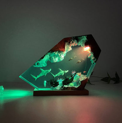 Epoxy Resin Hammerhead Shark Decorative Lamp