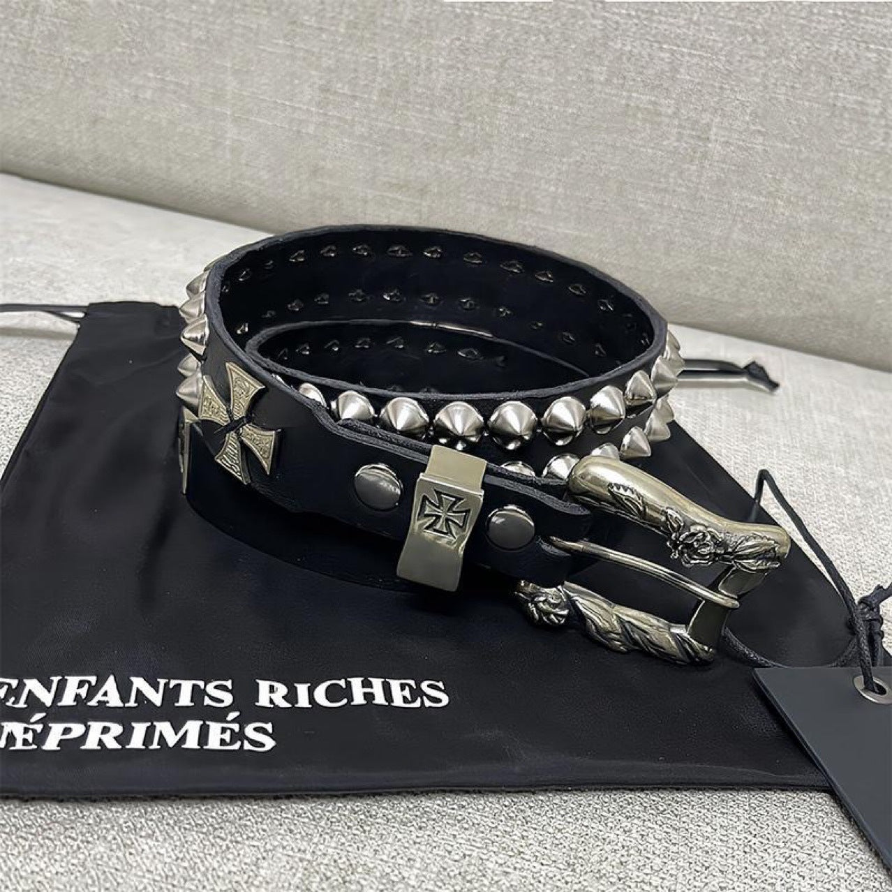 ERD Double-Nail Cross Leather Belt
