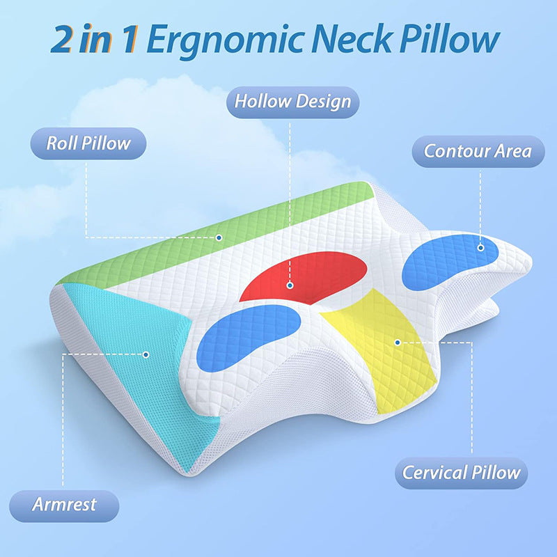 Ergonomic memory foam cervical pillow