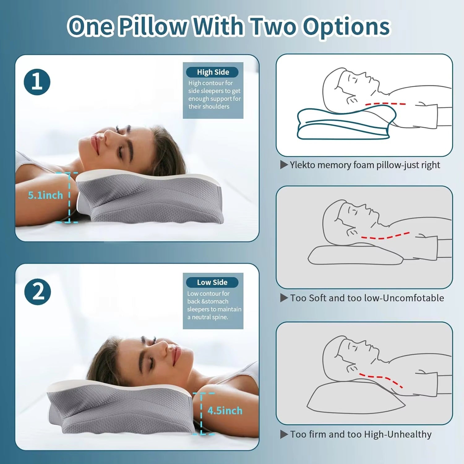 Ergonomic Memory Foam Pillow for Side Sleepers