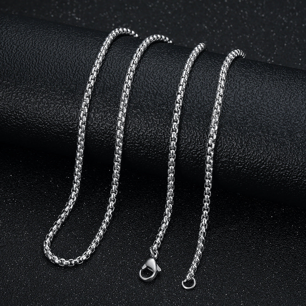 Etched Text Stainless Steel Necklace Pendant and Keychain