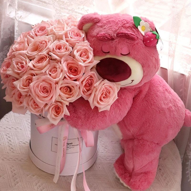 Eternal Flower Plush Bear Holding Bouquet BirthdayTeddy Bear