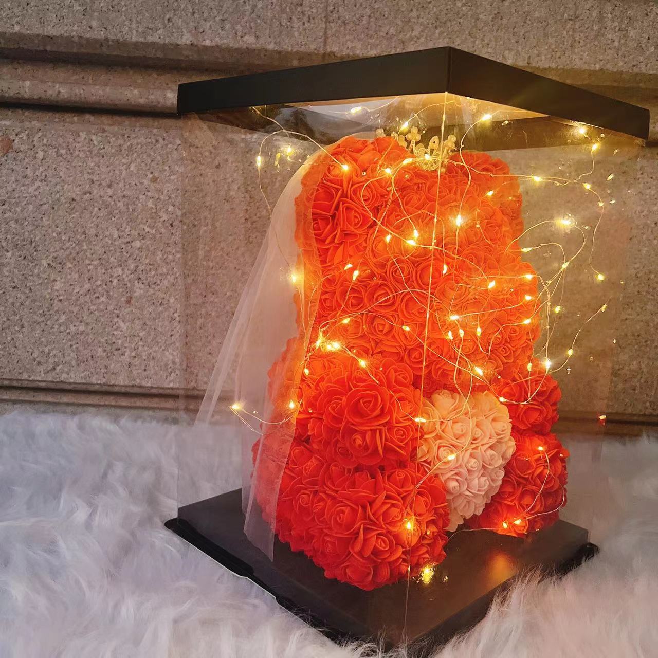 Eternal Foam Rose Bear with Decorative Accessories