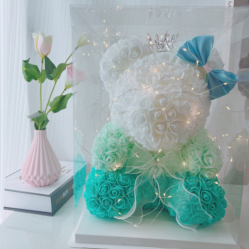Eternal Foam Rose Bear with Decorative Accessories