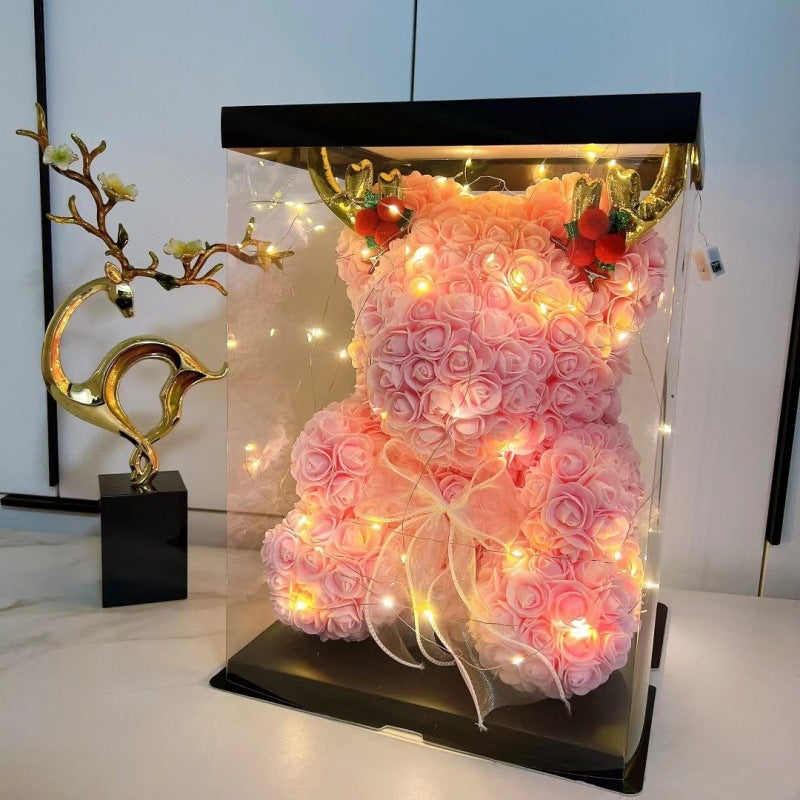 Eternal Foam Rose Bear with Decorative Accessories