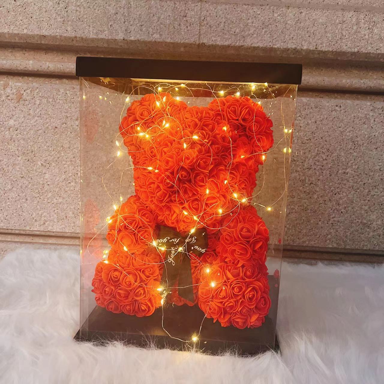Eternal Foam Rose Bear with Decorative Accessories