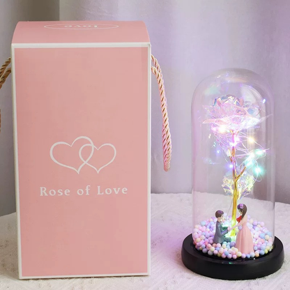 Eternal Rose Glass Night Light with Gold Foil