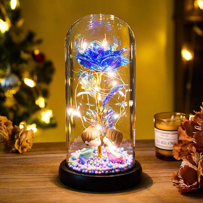 Eternal Rose Simulation Flower Glass Lampshade Nightlight