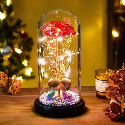 Eternal Rose Simulation Flower Glass Lampshade Nightlight