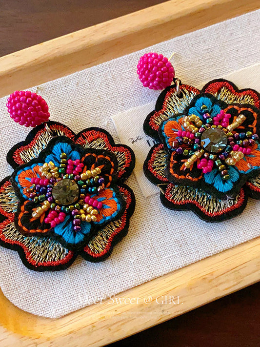 Ethnic Embroidered Beaded Earrings
