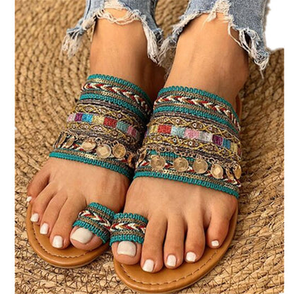 Ethnic Handmade Beaded Flat Roman Sandals