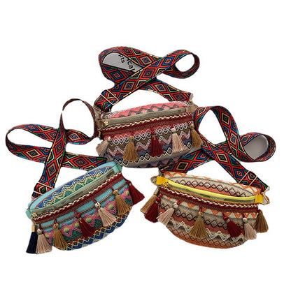 Ethnic Lace Tassel Shoulder Bag
