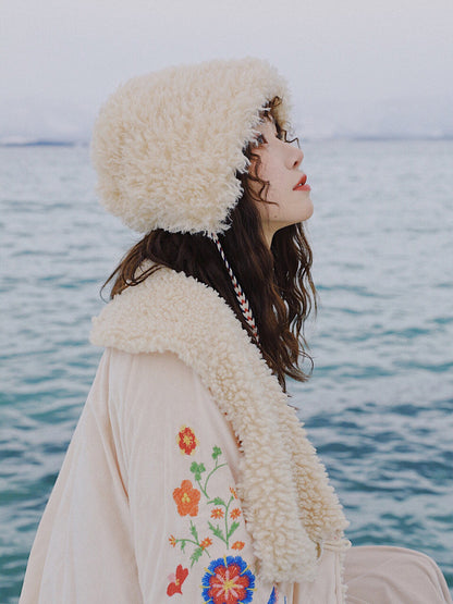 Ethnic Plush Winter Hat for Women