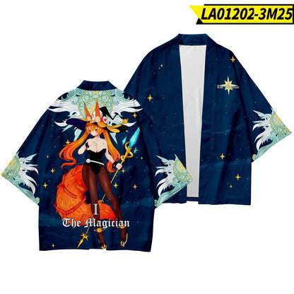 Ethnic Print Kimono Cloak Cardigan