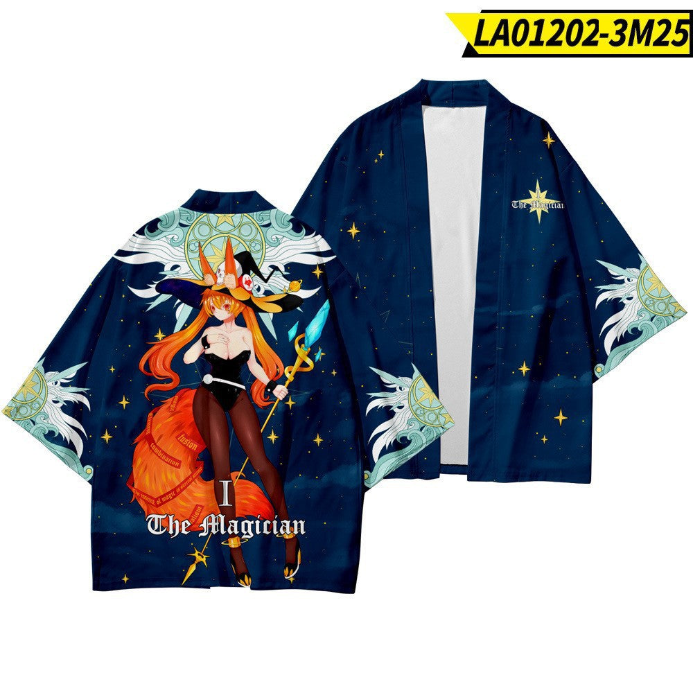 Ethnic Print Kimono Cloak Cardigan