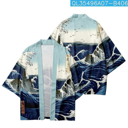 Ethnic Print Kimono Cloak Cardigan