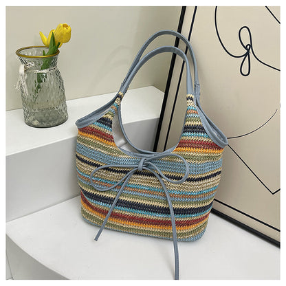 Ethnic Straw Tote Bag