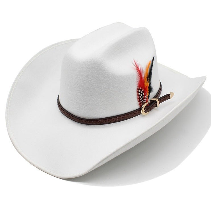 Ethnic Style Cotton Felt Hat with Feather Details