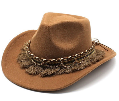 Ethnic Style Cotton Felt Hat with Feather Details
