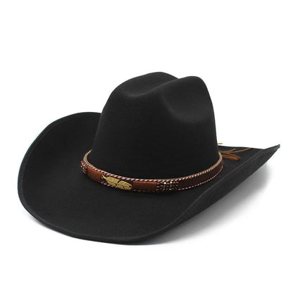 Ethnic Style Cotton Felt Hat with Feather Details