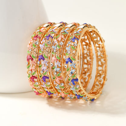 Ethnic Style Enamel Inlaid Diamond Bracelet