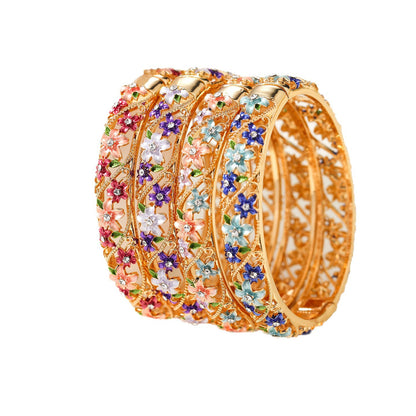 Ethnic Style Enamel Inlaid Diamond Bracelet