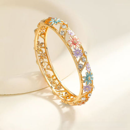 Ethnic Style Enamel Inlaid Diamond Bracelet