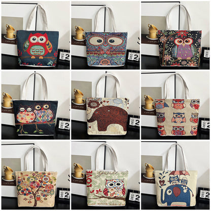 Ethnic Style Woven Canvas Bag for Women
