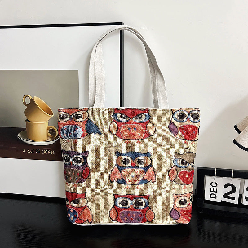 Ethnic Style Woven Canvas Bag for Women