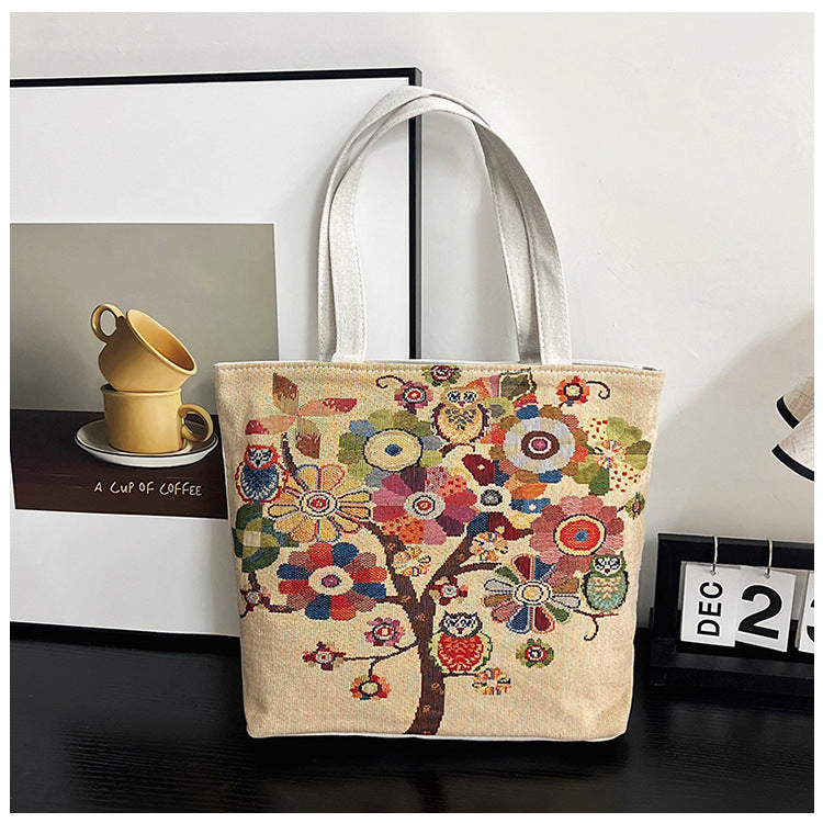 Ethnic Style Woven Canvas Bag for Women
